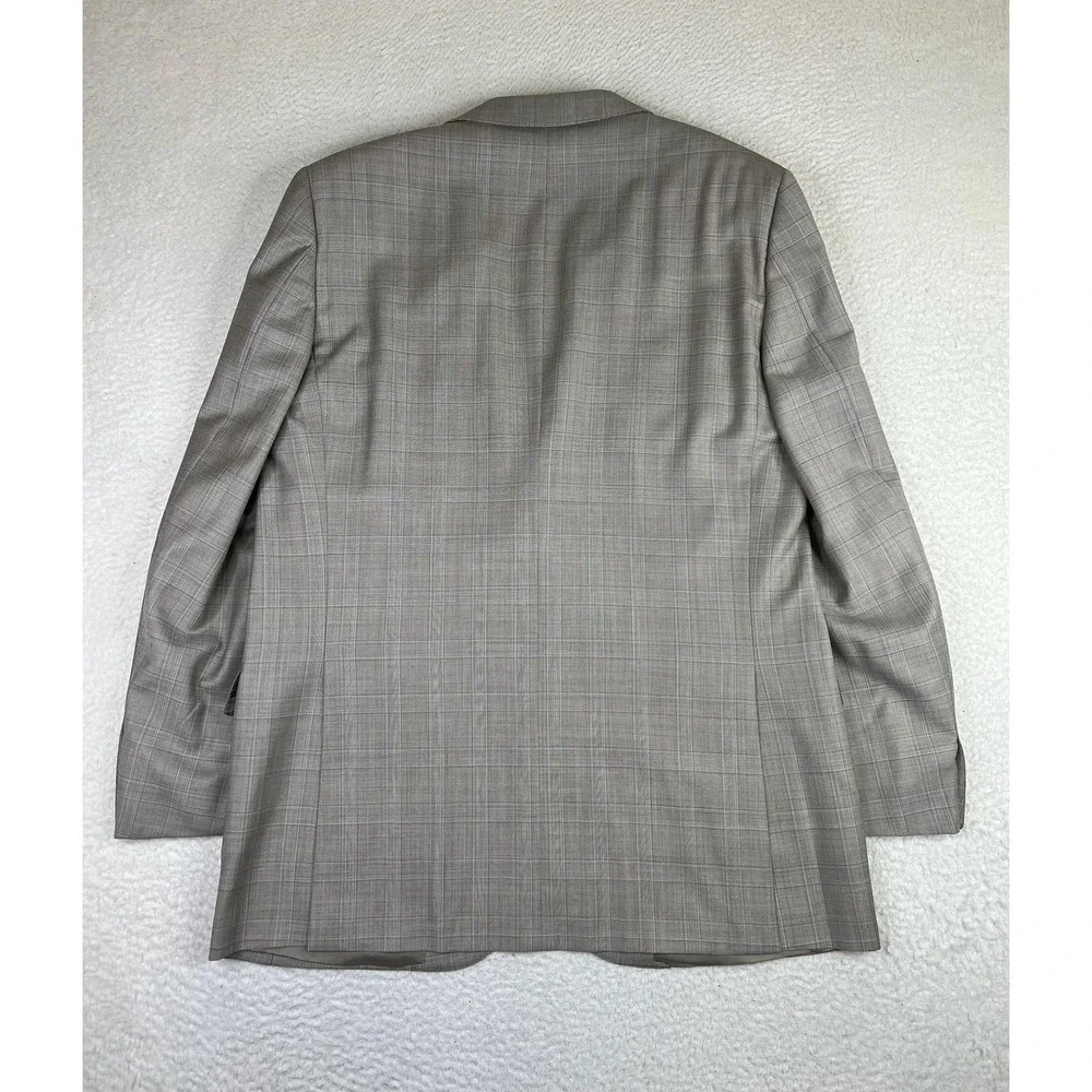 Ermenegildo Zegna Blazer Mens 46L Light Gray Glen Plaid Trofeo Wool Suit‎ Jacket